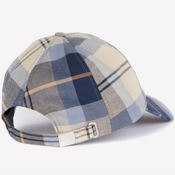 Barbour Check Blue Cream Beige Grey Tartan Sports Cap - Picture 3 of 4